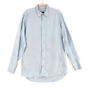 TAILOR STORE Light Blue Fitted Contemporary Long Sleeve Button-Down Shirt Medium